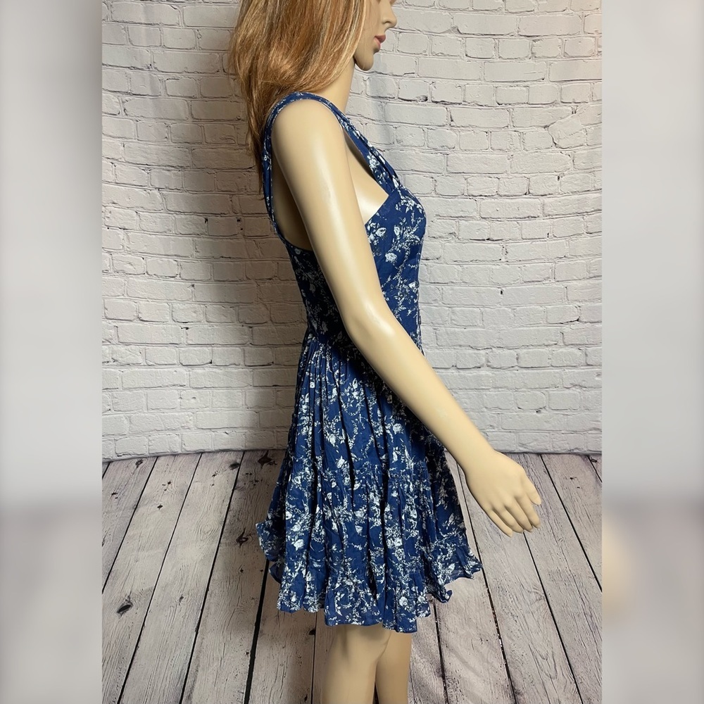 NWT New $128 Free People Dance on the Black Top Blue Floral Dress Size XS - Picture 5 of 15